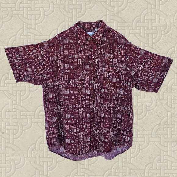 Roundtree & Yorke Men's Short Sleeve Button Up Aloha Shirt - L - Picture 1 of 5